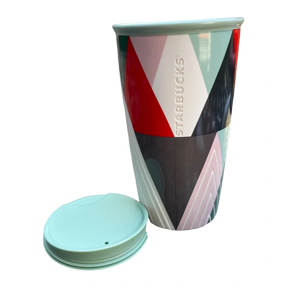 Starbucks Ceramic Modern Christmas Tree 2017 Travel Tumbler 12oz